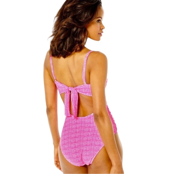NWT Lilly Pulitzer size 14 Layne Pink Isle one piece pink & white stripe gingham - Picture 12 of 12